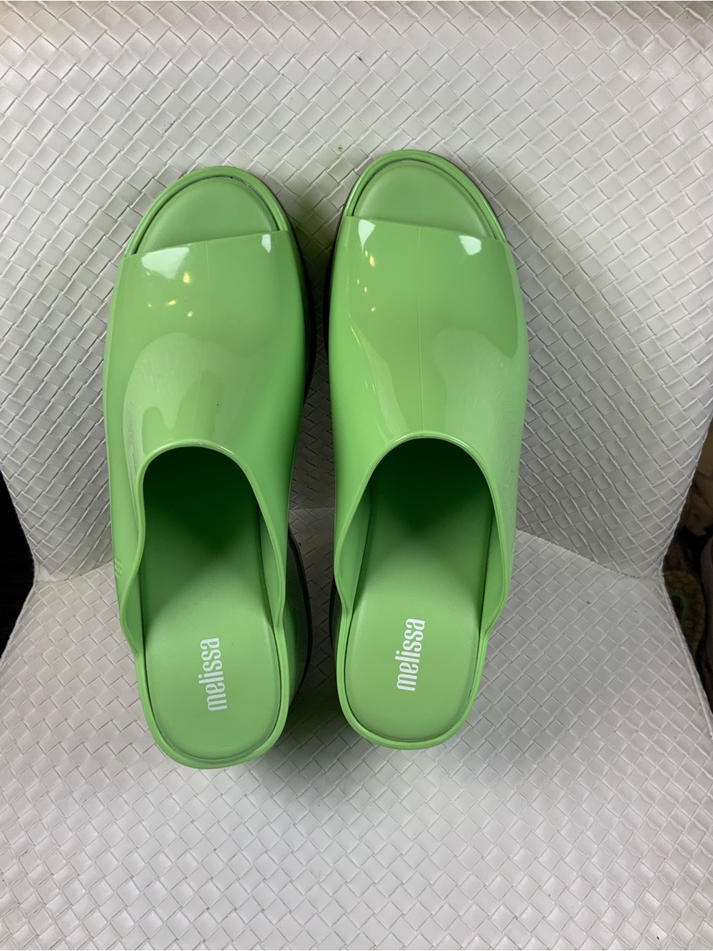 Melissa Glossy Light Green Slip-On Platform Clogs